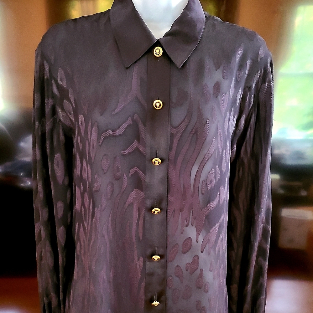 ESCADA sheer button-up blouse size 8